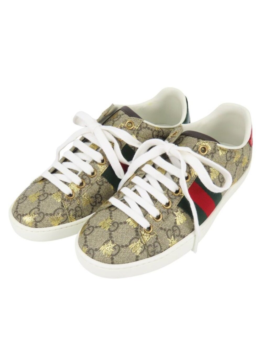 Gucci Sneakers Ace Bee GG Supreme Canvas Beige Red Green White Sherry Low